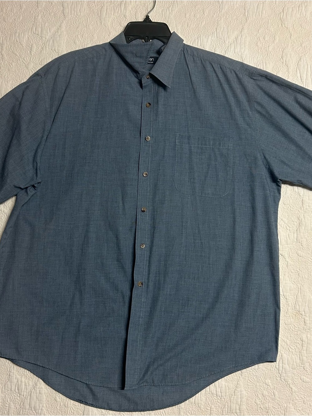 Men's Puritan XLT Blue Button-Up Shirt with Chest Pocket